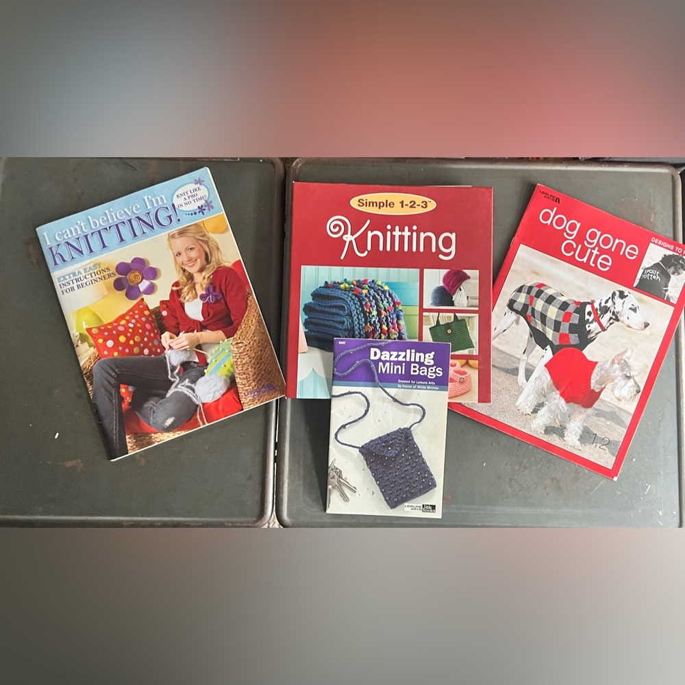 Set of 4 Knitting Books-beginner, mini bags, dog coats